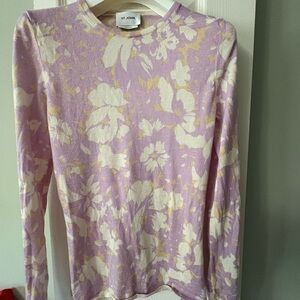 St. John Lilac Floral Crewneck Sweater
